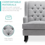 Best Choice Products Rocking Accent Chair Tufted Upholstered Luxury Velvet Wingback for Nursery Living Room Bedroom w Wood Frame Gray
