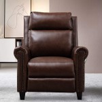CANMOV Genuine Leather Recliner Chair Classic and Traditional Push Back Recliner Chair with Comfortable Arms and Back for Living Room Bedroom Adjustable Single Sofa Brown