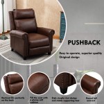 CANMOV Genuine Leather Recliner Chair Classic and Traditional Push Back Recliner Chair with Comfortable Arms and Back for Living Room Bedroom Adjustable Single Sofa Brown