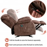 CANMOV Massage Rocker Recliner Chair with Heat and Vibration Manual Recliner Antiskid Fabric Single Sofa Heavy Duty Reclining Chair for Living Room Brown