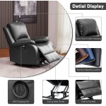 CDCASA Power Lift Recliner Chair for Elderly Faux Leather Electric Chairs with Heat and Massage,USB Ports,Remote Control,Side Pocket Reclining Chairs for Living Room Bedroom Black 1#