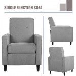 FDW Recliner Chair Fabric with Push Back Accent Arm Chair Comfortable Single Recliner Mid Century Modern Sofa Chair for Home Living Room Grey