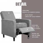 FDW Recliner Chair Fabric with Push Back Accent Arm Chair Comfortable Single Recliner Mid Century Modern Sofa Chair for Home Living Room Grey