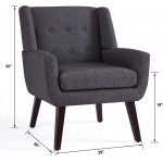 HUIMO Accent Chair Button Tufted Upholstered Sofa Chairs Comfy Linen Fabric Armchair for Bedroom Reading Mid-Century Modern Living Room Chair Grey