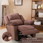 INZOY Swivel Rocker Recliner Nursery Rocking Chairs Manual Swivel Glider Recliner Chair with Durable Fabric Upholstered Nursery Recliners for Living Room Brown