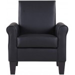 Lohoms Modern Faux Leather Accent Chair Uplostered Living Room Arm Chairs Comfy Single Sofa Chair Black