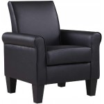 Lohoms Modern Faux Leather Accent Chair Uplostered Living Room Arm Chairs Comfy Single Sofa Chair Black