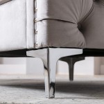 Modern Velvet Armchair Harper & Bright Designs Tufted Button Accent Chair Club Chair with Steel Legs for Living Room Bedroom Grey