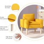 MOHOPE Modern Accent Arm Chair Single Sofa Furniture for Living Room Linen Fabric Mustard Yellow