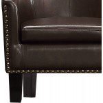 Rosevera Duilio Club Style Barrel Armchair For Living Room Faux Leather Accent Chair Leather Brown