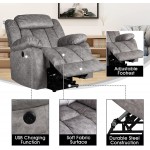SENYUN Electric Power Lift Recliner Chair with Heat & Massage for Elderly Plush Fabric Reclining Chairs for Seniors Home Living Room Light Gray