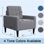 Top Space Accent Chair Living Room Chair Arm Chairs Single Sofa Upholstered Gray Comfy Fabric Mid-Century Modern Furniture for Bedroom Office 1PCS-1 Gray