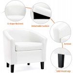 Topeakmart Modern Faux Leather Club Chair Comfy Upholstered Accent Arm Chair Small Single Sofa Chair Living Room Chairs Furniture Commercial Barrel Chair Set of 2 White