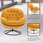 Velvet Swivel Accent Chair with Ottoman Set Modern Lounge Chair with Footrest Comfy Armchair with 360 Degree Swiveling for Living Room Bedroom Reading Room Home Office Metal Base Frame Yellow