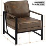 Yaheetech Accent Chair Retro Upholstered Faux Sofa Chair Retro Arm Chair with Metal Legs Plush Cushion Seat for Living Room Dining Room Bedroom Study 2pcs Brown