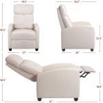 Yaheetech Recliner Chair PU Leather Recliner Sofa Home Theater Seating Adjustable Modern Single Reclining Chair Sofa with Pocket Spring Living Room Bedroom Beige