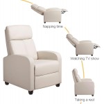 Yaheetech Recliner Chair PU Leather Recliner Sofa Home Theater Seating Adjustable Modern Single Reclining Chair Sofa with Pocket Spring Living Room Bedroom Beige