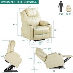 YITAHOME Power Lift Recliner Chair for Elderly Electric Lift Chair with Heat and Massage Faux Leather Recliner Sofa with 2 Cup Holders Side Pockets & Remote Control for Living Room White