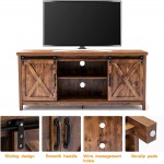 58In Farmhouse TV Stand for 60 65 inch TV,Wood Sliding Barn Doors Entertainment Center Rustic TV Stand with Adjustable Storage Shelf,Media Cable Box Gaming TV Console Vintage Brown 2