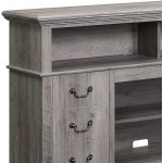 BELLEZE Modern 60 Inch Rustic Wood TV Stand & Media Entertainment Center Console Table for TVs up to 65 Inches with Open Storage Shelves & Cabinets Stoneford Gray Wash