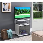 Convenience Concepts Designs2Go TV Stand with Black Glass Cabinet White