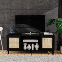CREATIVELAND TV Console Table Oxford Rattan Entertainment Stand Corner Media Cabinet for Bedroom,Living Room Durable Modern Luxury Home Furniture Decorative