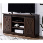 EDYO LIVING Farmhouse Sliding Barn Door TV Stand for TV up to 65 Inch Flat Screen Media Console Table Storage Cabinet Wood Entertainment Sturdy Center Ranch Rustic Style Espresso