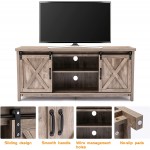 Farmhouse TV Stand for 65 inch TVs Rustic Entertainment Center with Sliding Barn Doors Wooden TV Media Console Storage Cabinet Table for Living Room with Doors and Adjustable Shelves Natural Oak