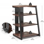 FITUEYES 4-Tier AV Media Stand Wooden TV Stand Component Cabinet Stereo Rack Audio Tower with Height Adjustable Wooden Shelves for  Apple Tv Xbox One ps4 Walnut
