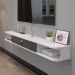Floating TV Console,Wall-Mounted Media Console TV Cabinet Floating TV Stand Entertainment Shelf with Door and Storage 55.11IN Grey-White