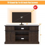 LGHM Entertainment Center Farmhouse TV Stand for 65 Inch TV 58" TV Console with Double Sliding Barn Door Tall TV Stand with High-Capacity Storage Shelf and Flip Drawers Espresso