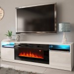MEBLE FURNITURE & RUGS York 02 Electric Fireplace Modern 79" TV Stand