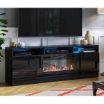Meble Furniture Reno 05 Electric Fireplace Modern 63" TV Stand Black