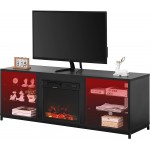 MELLCOM 65" Fireplace TV Stand with 18" Electric Fireplace Entertainment Center with Adjustable Glass Shelves TV Console for TVs up to 75" TV Table for Living Room,Bedroom,Office,Black…