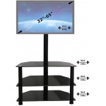 MTB Universal Corner Floor TV Stand Swivel Mount for Most 32-65 Inch Flat Screen TVs,Tempered Glass Max VESA 600 x 400mm Black