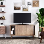 Nathan James Liam Modern Mid-Century TV Stand Media Console or Entertainment Cabinet with Sliding Doors Reclaimed Oak Black