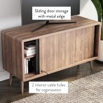 Nathan James Liam Modern Mid-Century TV Stand Media Console or Entertainment Cabinet with Sliding Doors Reclaimed Oak Black