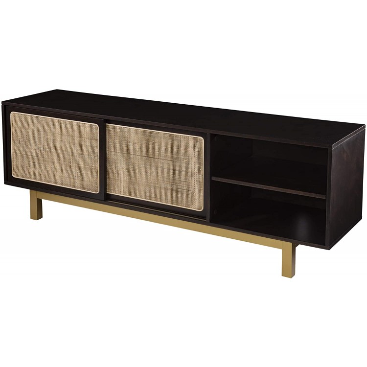 SEI Furniture Carondale Media Stand Standard Brown Gold Natural