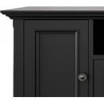 SIMPLIHOME Amherst SOLID WOOD Universal TV Media Stand 72 inch Wide Transitional Living Room Entertainment Center Shelves Cabinets for Flat Screen TVs up to 80" Black