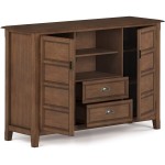 SIMPLIHOME Burlington SOLID WOOD Universal TV Media Stand 54 inch Wide Transitional Living Room Entertainment Center with Storage for TVs up to 60 inches in Transitional Natural Aged Brown