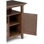 SIMPLIHOME Redmond SOLID WOOD Universal TV Media Stand 54 inch Wide Transitional Living Room Entertainment Center Storage Shelves and Cabinets for TVs up to 60 in Transitional Natural Aged Brown