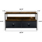 Sorbus TV Stand Cabinet Entertainment Center 25-50 Inch Living Room Media Console Table Steel Frame Wood Top Fabric Bins Rustic Black