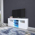 TV Stand for 50 Inch TV Entertainment Center 47 inch with RGB LED Lights with Storage Shelves and Layers High Glossy TV & Media Furniture Fashion TV Cabinet for Under TV Living Game Room Bedroom