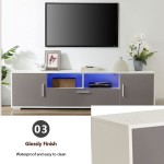 TV Stand for 65+ inch Tvs 20 Minutes Quick Assemble Morden TV Stand with LED Lights High Glossy Entertainment Center with Storage Cabinet LED Media Console Table Cabinet Desk for Living Room