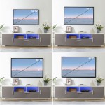 TV Stand for 65+ inch Tvs 20 Minutes Quick Assemble Morden TV Stand with LED Lights High Glossy Entertainment Center with Storage Cabinet LED Media Console Table Cabinet Desk for Living Room