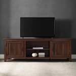 Walker Edison Ashbury Coastal Style Grooved Door TV Stand for TVs up to 80 Inches 70 Inch Dark Walnut