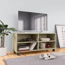 Wood Media Console Table Cabinet,Modern TV Stand Entertainment Center TV Stand for Living Room Bedroom,TV Cabinet with Castors Sonoma Oak