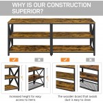 Yaheetech Industrial TV Stand for up to 70 Inches 63 Inch Entertainment Center with Storage Shelf for Living Room 3 Tiers TV Console Table with Metal Support Modern Home Furniture Rustic Brown