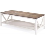 48 Inch Distressed Farmhouse Coffee Table with White Wash Finish