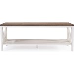 48 Inch Distressed Farmhouse Coffee Table with White Wash Finish